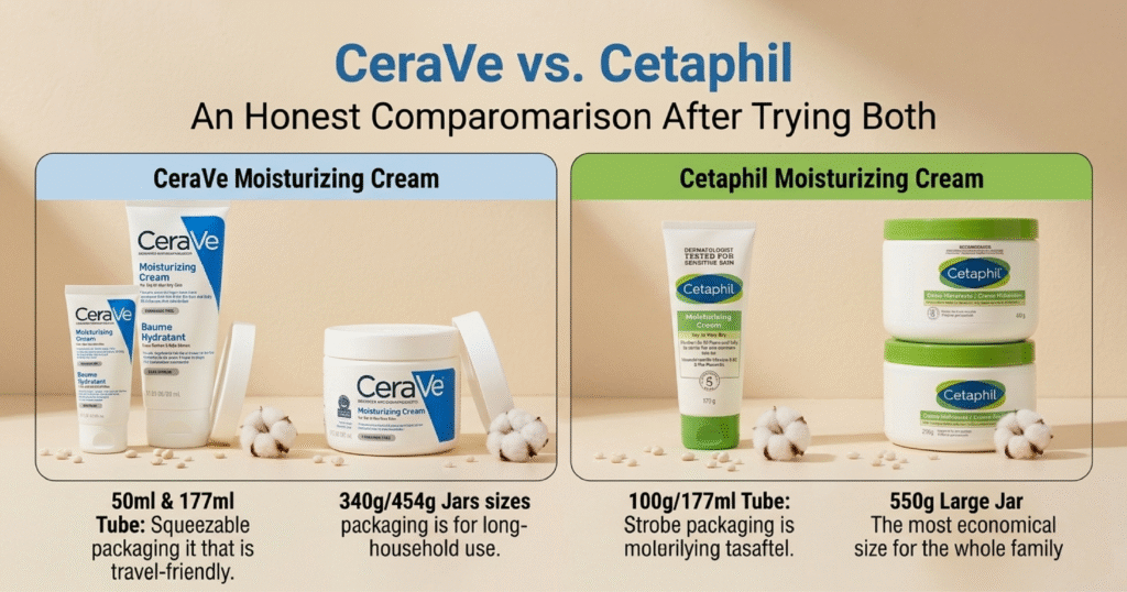 CeraVe vs Cetaphil moisturizing cream side by side comparison